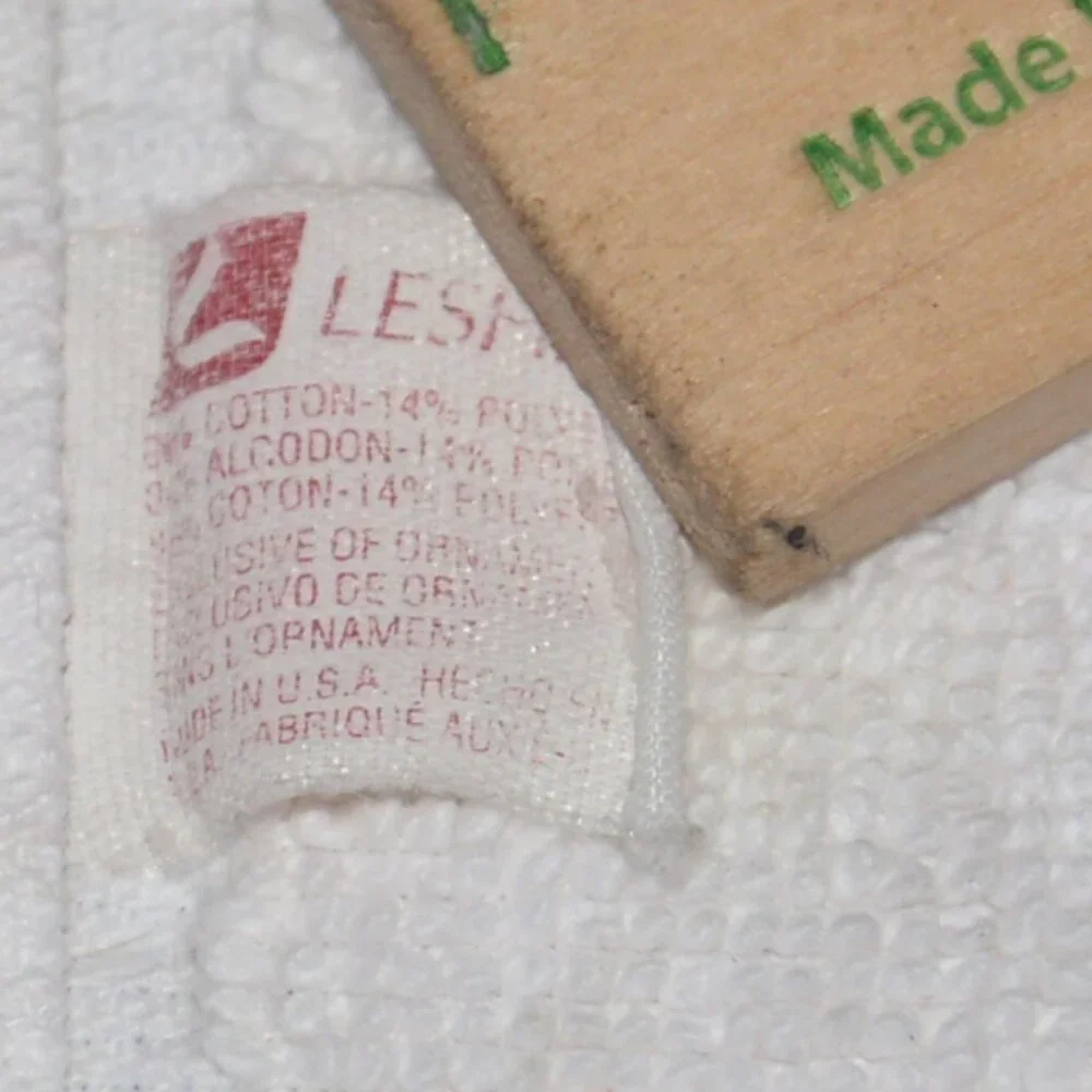 vintage Leshner white cotton blend bathroom bath rug hotel mat rectangular